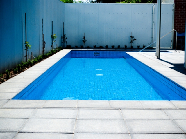 outdoor pool with high quality safety rails